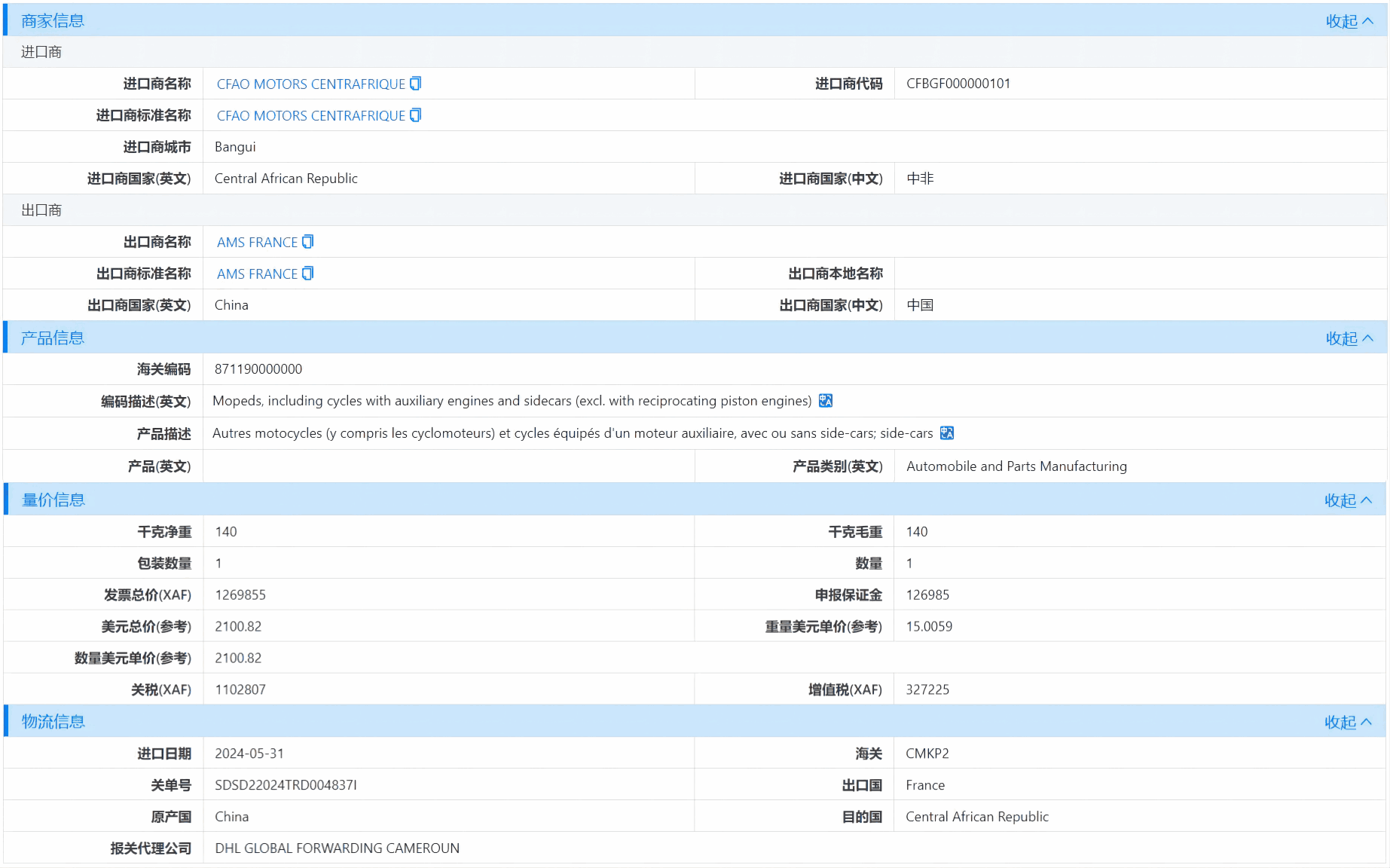 中非海关数据,海关数据,凯发K8天生赢家一触即发海关数据